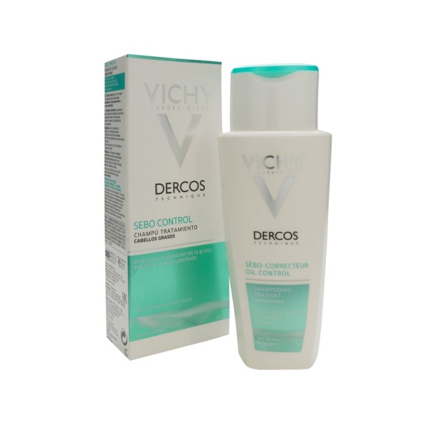 Vichy Dercos Champú Tratamiento Sebocorrector - Cabello Graso, Exceso de Sebo y Cuero Cabelludo Graso