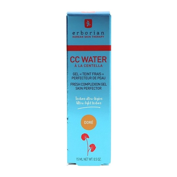 Erborian CC Water Centella Asiática Doré 15ml - Piel luminosa y tono dorado natural