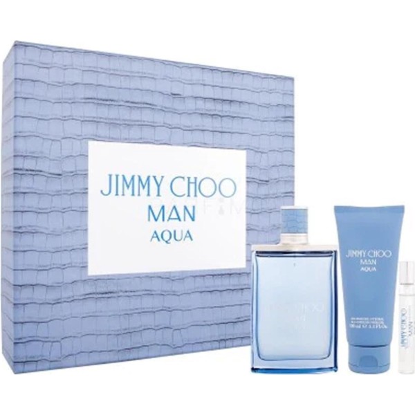 Jimmy Choo Man Aqua EDT - Set perfume fresco acuático para hombre 100 ml + gel + vial