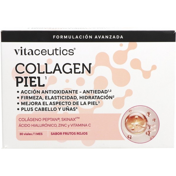 Vitaceutics Collagen Piel 30 viales 25ml frutos rojos - Elasticidad, firmeza y cuidado de la piel