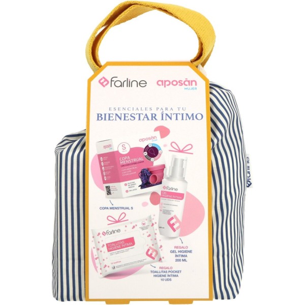 Farline neceser copa menstrual talla S + toallitas íntimas + gel íntimo - Higiene íntima y cuidado durante la menstruación