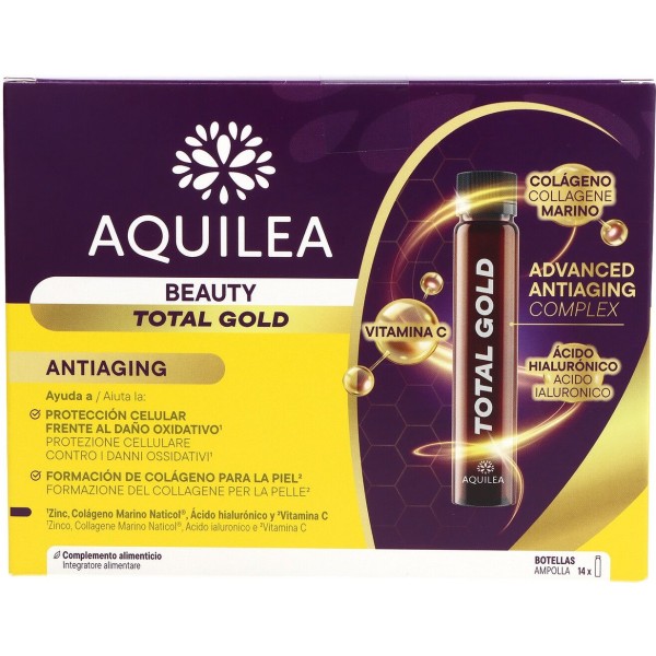 Aquilea Beauty Total Gold Antiaging 14 Ampollas Bebibles - Colágeno, Antiedad y Cuidado de la Piel