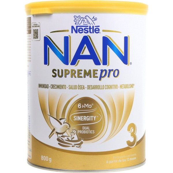 NAN Supreme Pro 3 Leche de Crecimiento 800g - Leche Infantil a Partir de 12 Meses para Crecimiento e Inmunidad